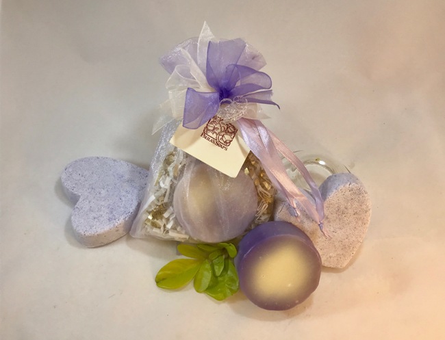 Lavender Sacque with Blackberry Soap & Bombe