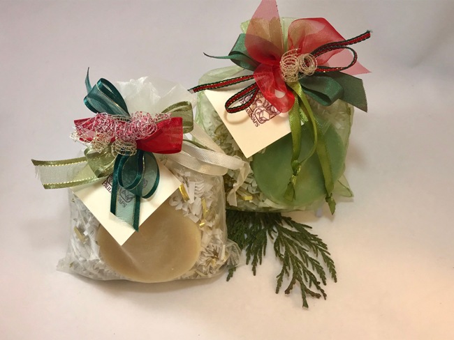 Holiday Sacque with Christmas Soap & Bombe